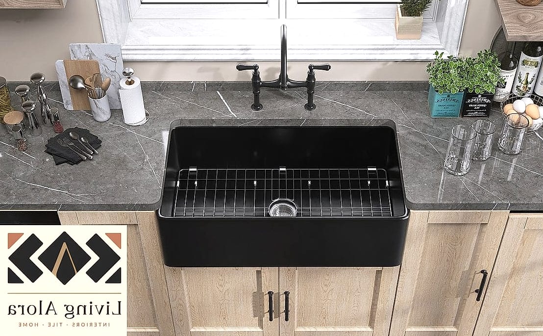 30 Heat Resistant Kitchen Ideas That Prove This Trend Is Here to Stay 22 Fireclay Farmhouse Sink Paired with Stone Counters