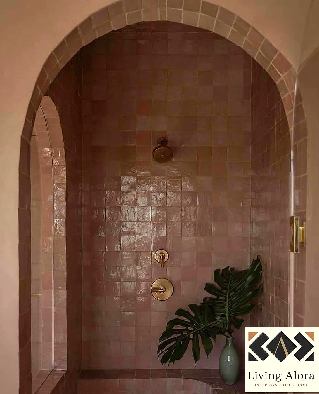 Floor-to-Ceiling Zellige in a Small Bathroom