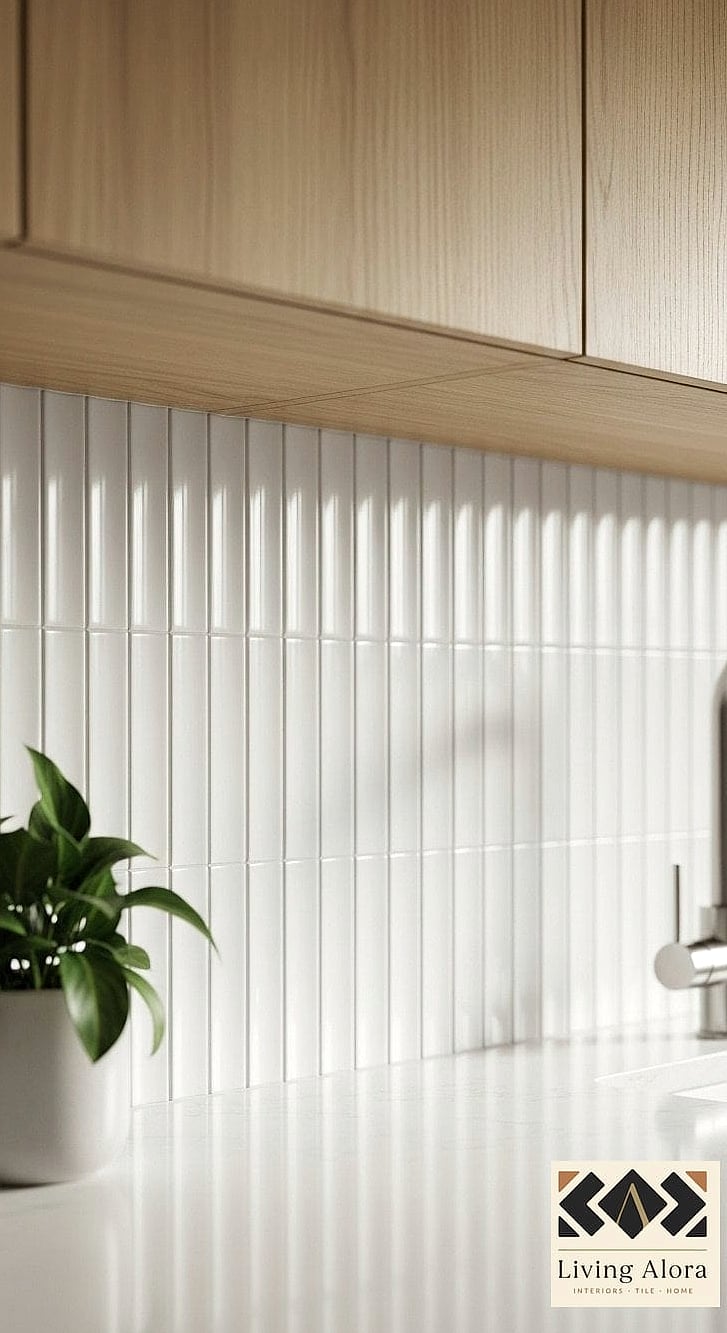 Fluted or Ribbed White Tile Panels
