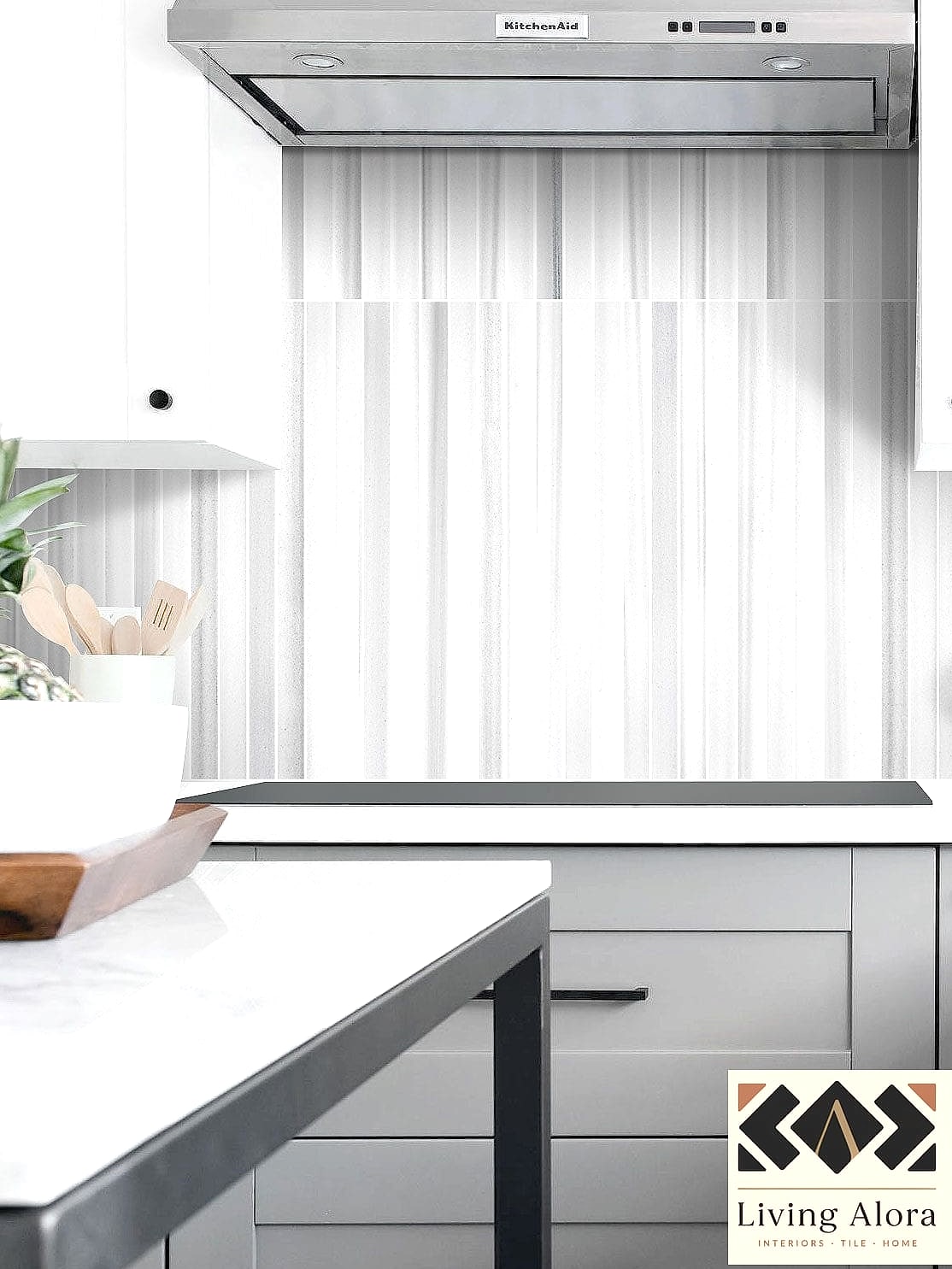 13 Backsplash for Gray and White Cabinets Ideas to Inspire Your Next Renovation 11 Fluted or Ribbed Tile Panels
