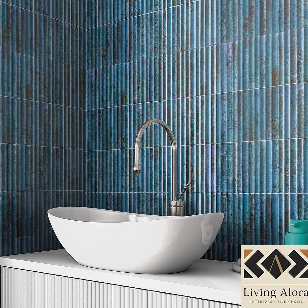 Fluted or Ribbed Tile Accent Wall