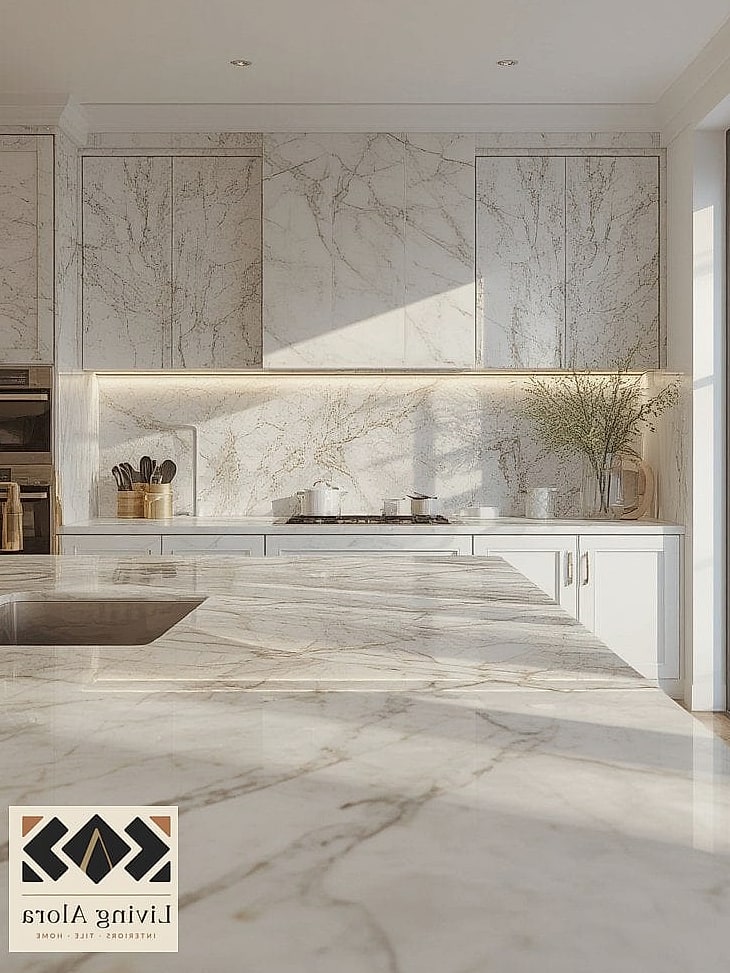 Full Marble Slab Backsplash