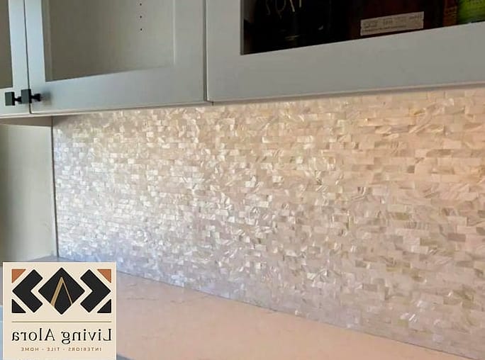 19 Mother of Pearl Backsplash Ideas We Can't Stop Pinning 3 Full Wall Statement Backsplash