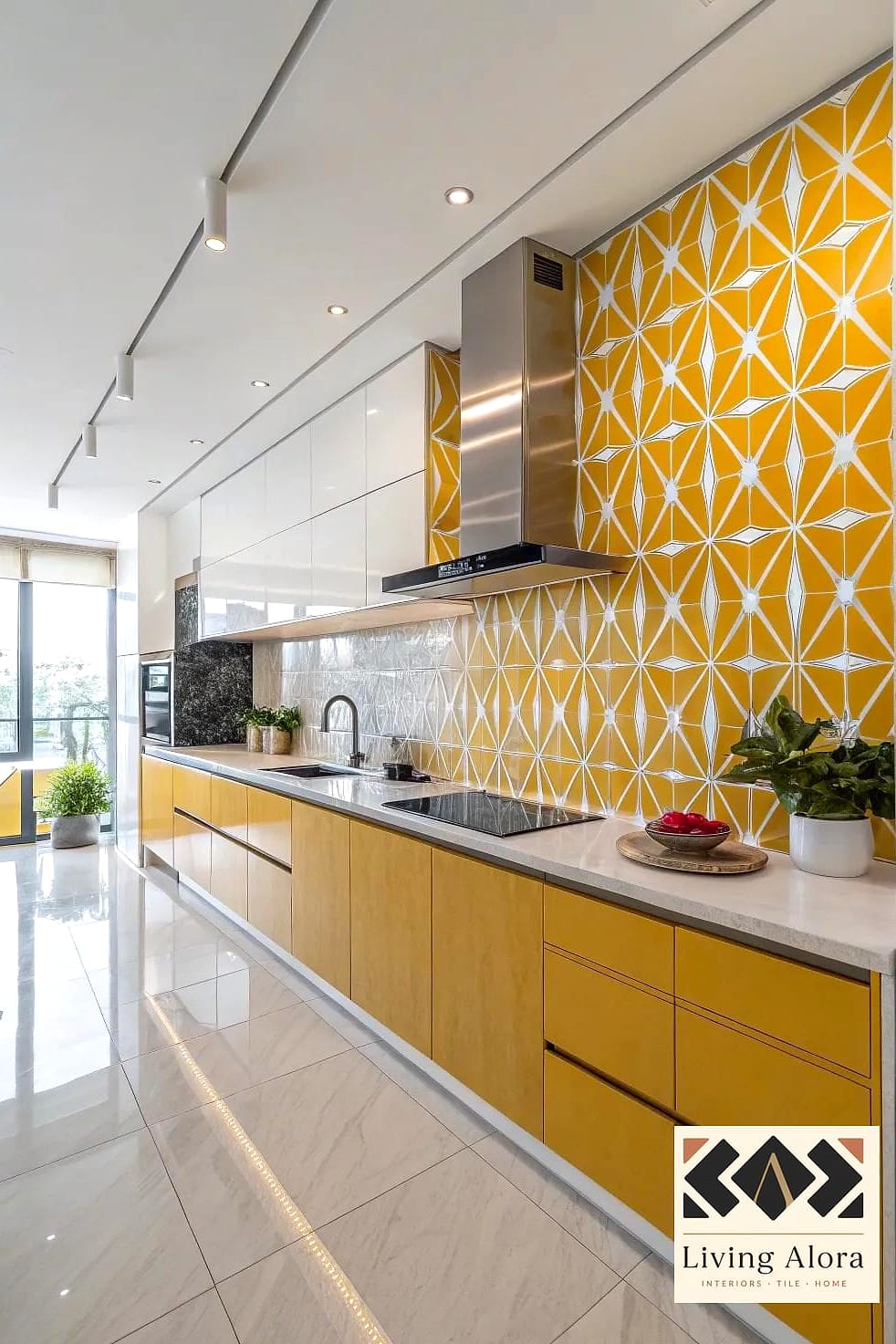 13 Backsplash for Yellow Kitchen Ideas That Maximize Style and Function 14 Geometric Encaustic-Style Tile