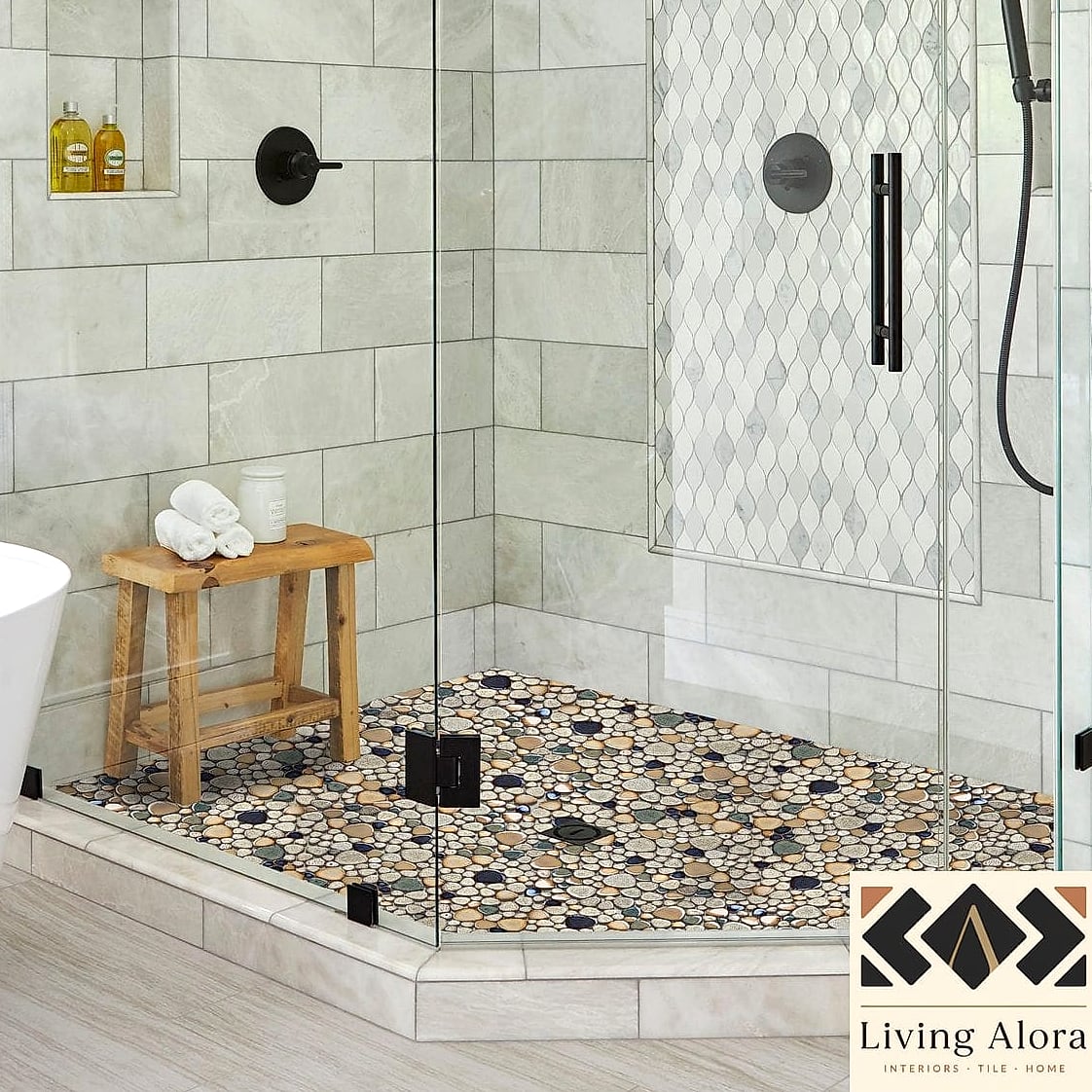 20 Geometric Tile Ideas to Inspire Your Next Renovation 7 Geometric Mosaic Shower Niche