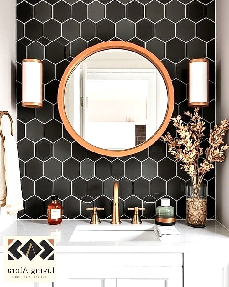 14 Backsplash for Small Bathroom Ideas Worth Bookmarking Before You Renovate 14 Geometric Tile Pattern