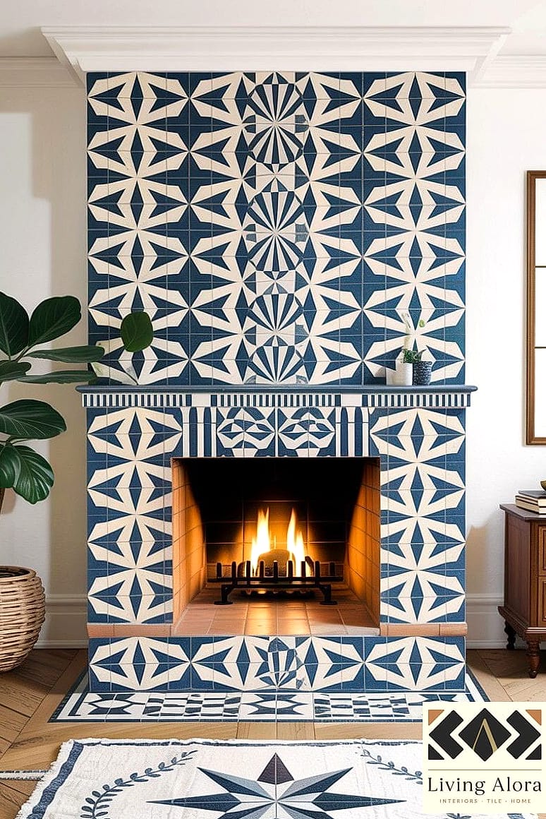 20 Geometric Tile Ideas to Inspire Your Next Renovation 16 Geometric Tile Fireplace Surround