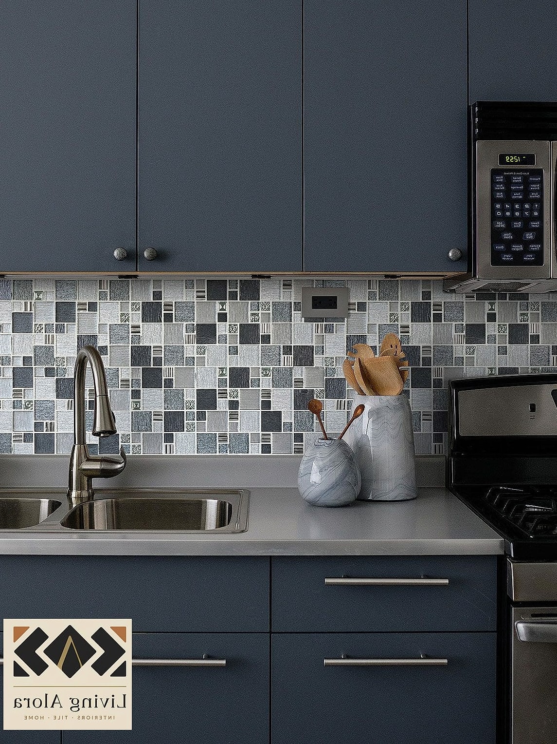 25 Square Mosaic Tile Ideas Perfect for Any Budget 4 Glass Mosaic Backsplash in Sea Glass Tones
