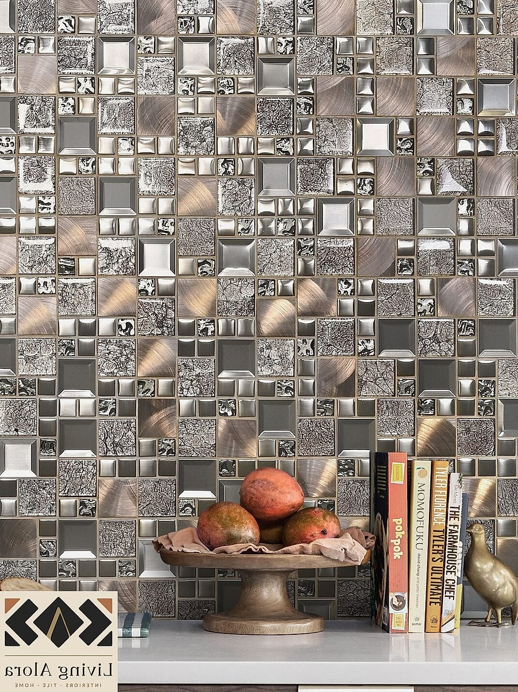 Glass Mosaic Backsplash for a Kitchen That Catches the Light