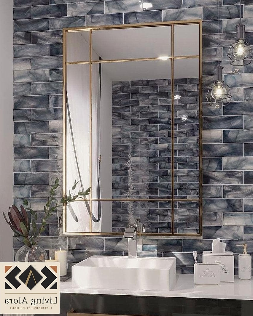 Glass Subway Tile in Soft Sea Glass Tones