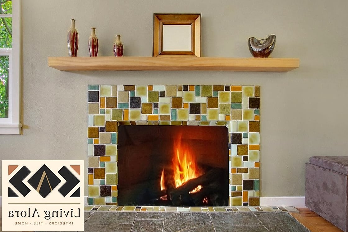 Glass Tile Fireplace Surround