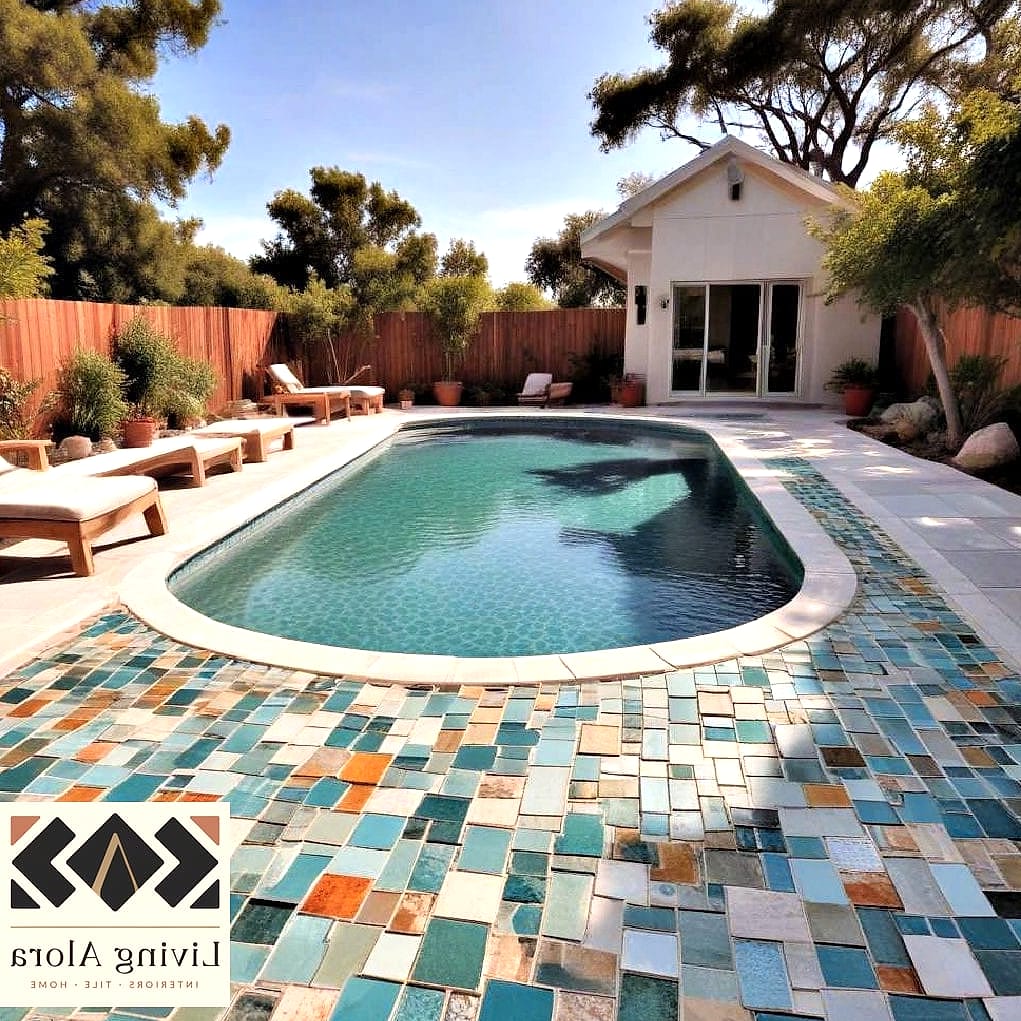 Glass Tile Pool House Shower