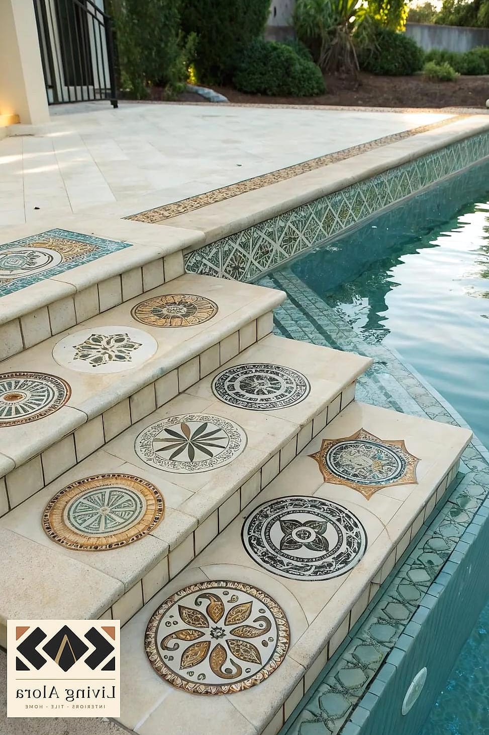 Glass Tile Accent Steps or Stair Risers