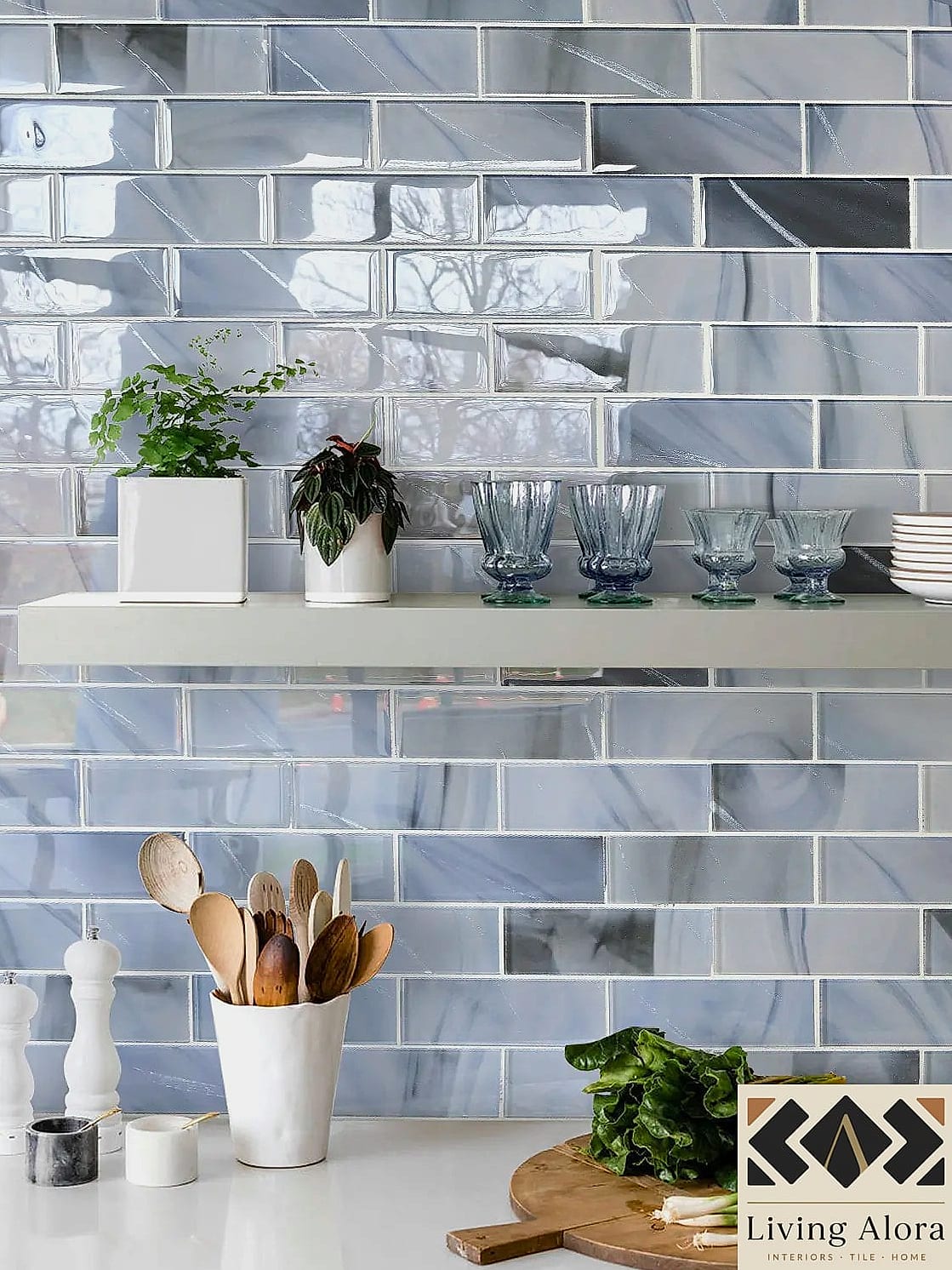 27 Kitchen Backsplash Ideas That Look Expensive But Aren't 19 Glass Tile in Soft Pastels