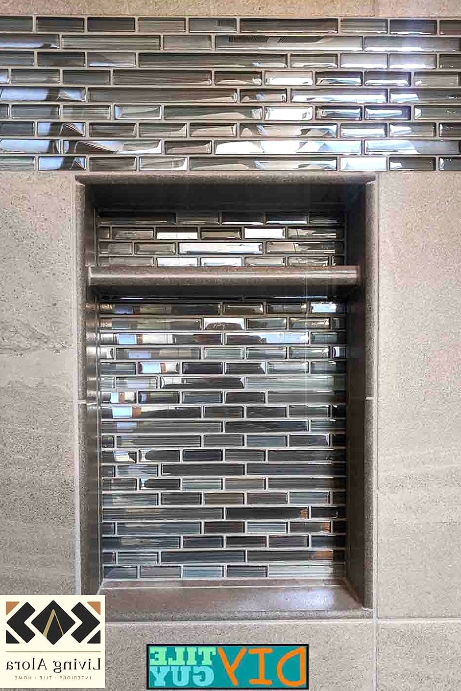 Glass Tile Niche in a Walk-In Shower