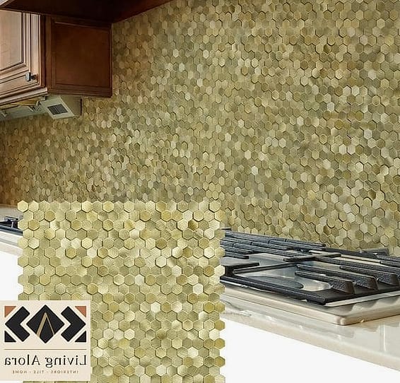19 Gold Backsplash Ideas That Will Transform Your Space 13 Gold Peel-and-Stick Backsplash