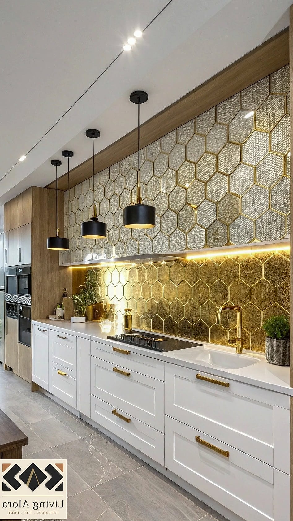 19 Gold Backsplash Ideas That Will Transform Your Space 12 Gold Textured 3D Tile