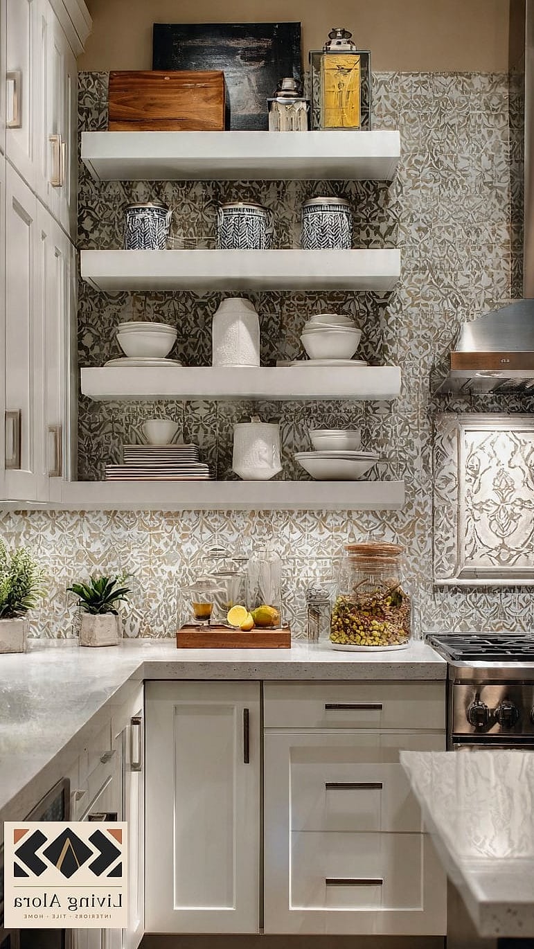 18 Granite Backsplash Ideas That Will Transform Your Space 13 Granite Paired with Open Shelving