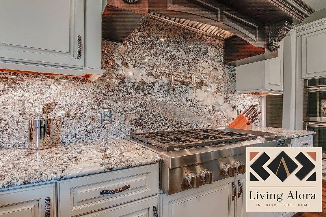 30 Stone Backsplash Ideas That Will Transform Your Space 13 Granite Slab with Waterfall Edge