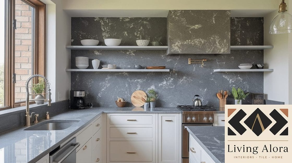 Gray Quartz Backsplash to Match Countertops