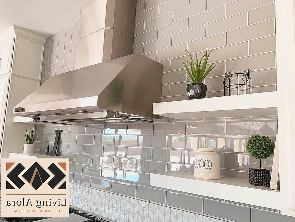 Gray Tile with Matte Black Fixtures