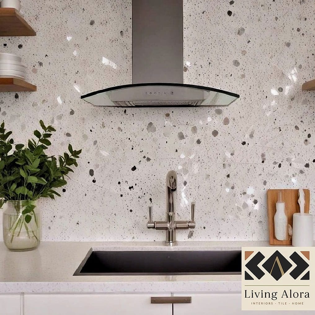 Gray and White Terrazzo Tile