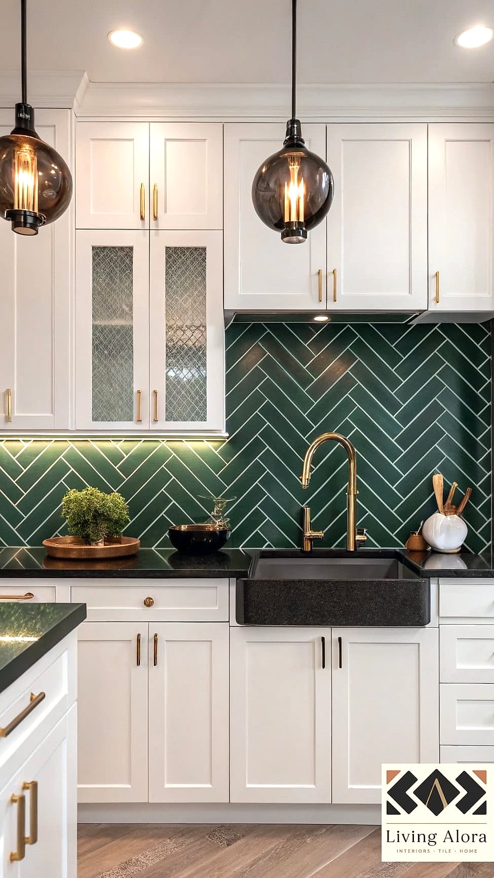 Green Chevron for a Nature-Inspired Kitchen