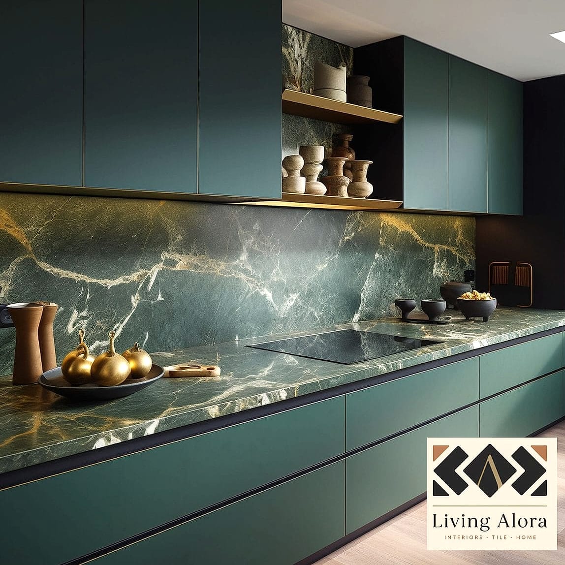 Green Marble Statement Wall