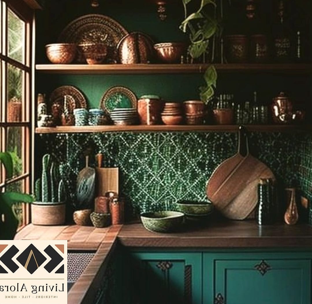 17 Moroccan Tile Ideas for Every Home Style and Budget 14 Green Moroccan Tile Kitchen Backsplash