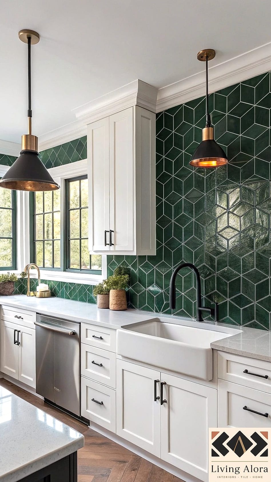 30 Backsplash for Modern Cabinets Ideas to Inspire Your Next Renovation 10 Green Mosaic Tile Accent