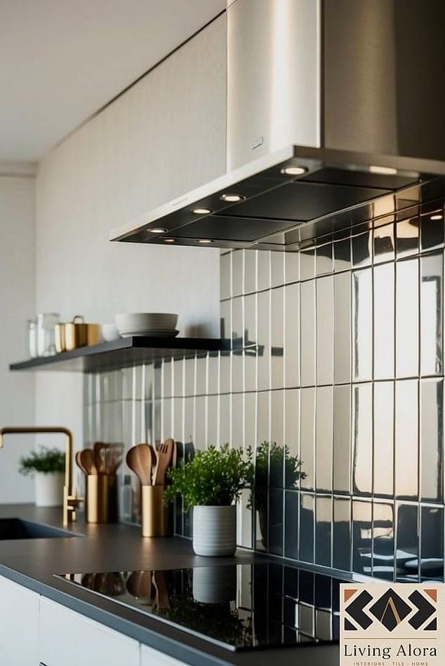 Grid Pattern Glass Tile