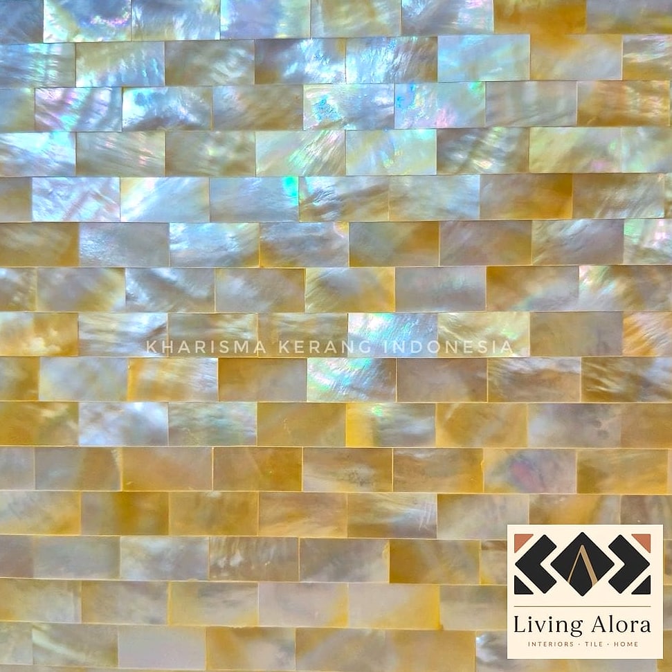 19 Mother of Pearl Backsplash Ideas We Can't Stop Pinning 13 Grid Pattern with Brass Trim