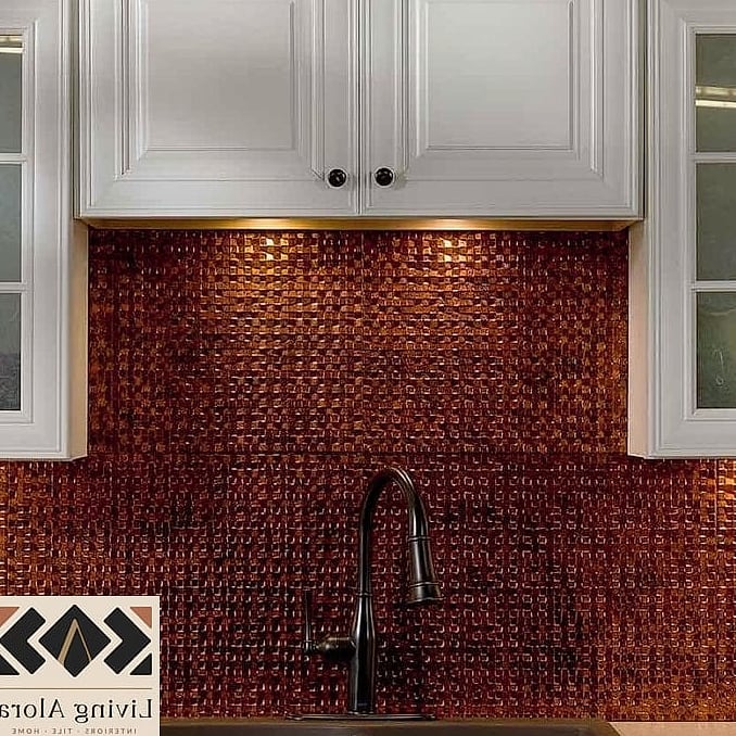 13 Copper Backsplash Ideas From Homes We Absolutely Love 2 Hammered Copper Panels Behind the Stove
