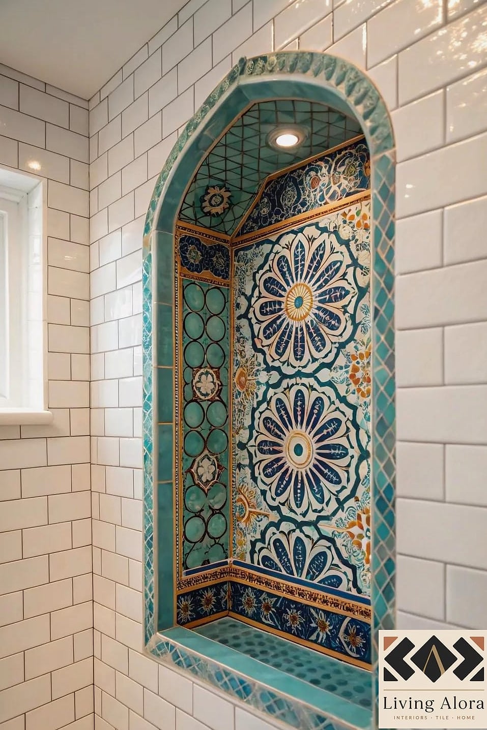 23 Hand Cut Artisan Mosaic Tiles Ideas Worth Stealing From Interior Designers 16 Hand Cut Mosaic Niche in a Walk-In Shower