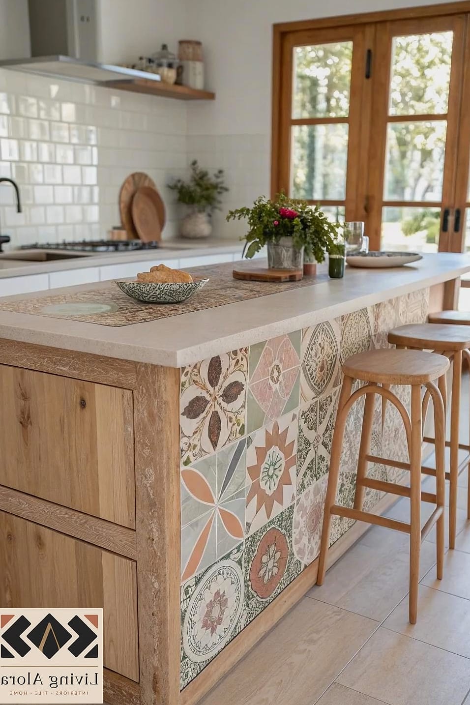 17 Handmade Tile Ideas That Will Transform Your Space 6 Handmade Tile Kitchen Island Wrap