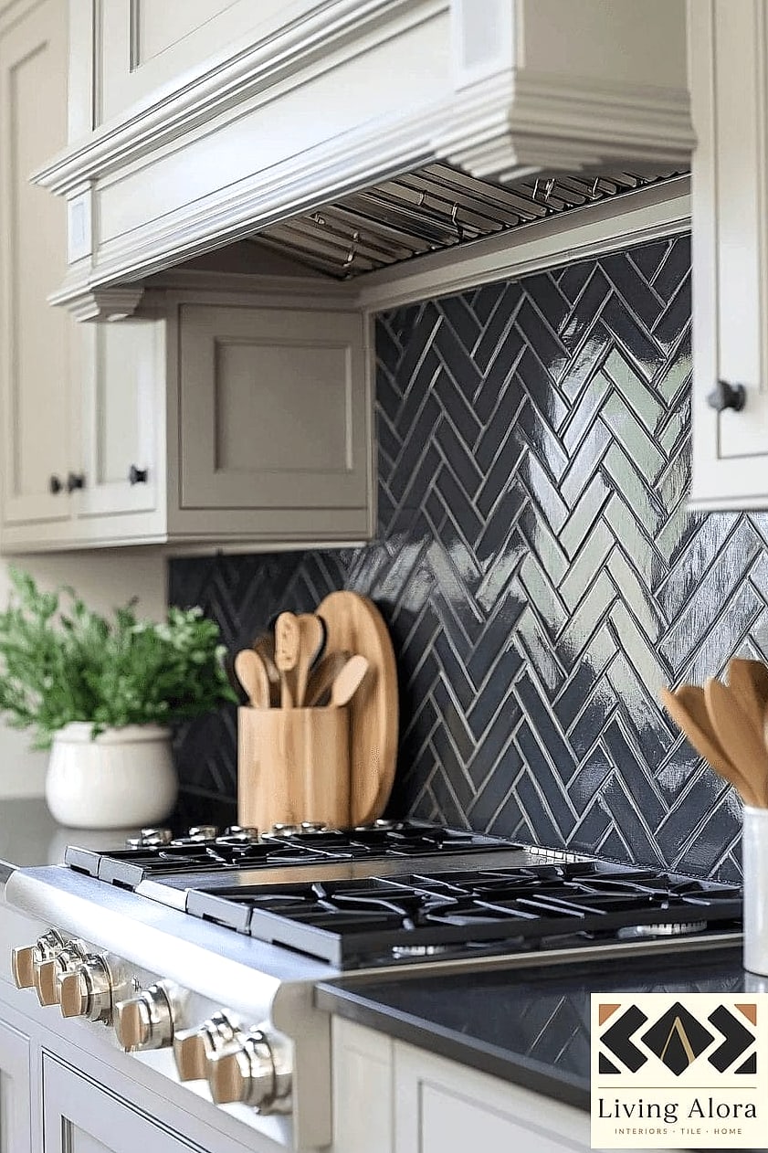 21 Marble Herringbone Backsplash Ideas That Look Expensive But Aren't 6 Herringbone Backsplash with Dark Grout