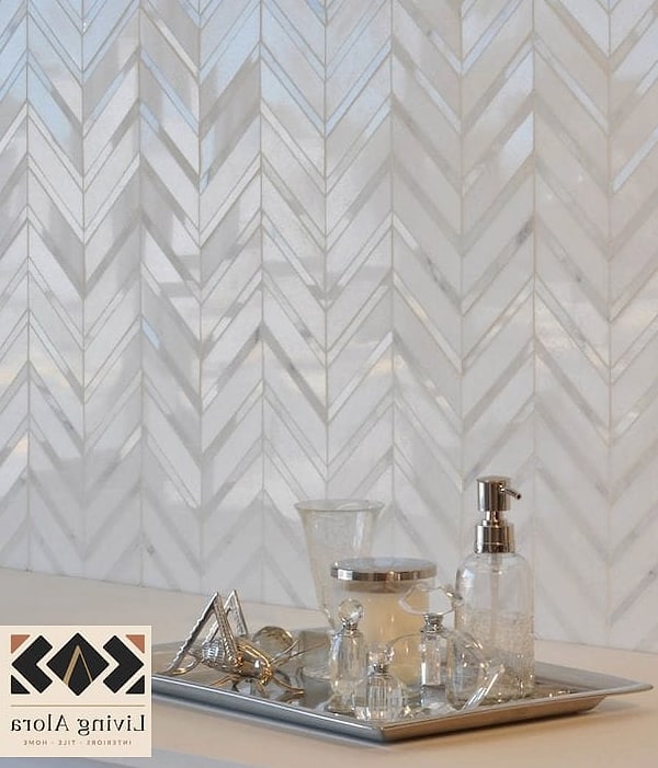 A Herringbone Backsplash Behind the Range