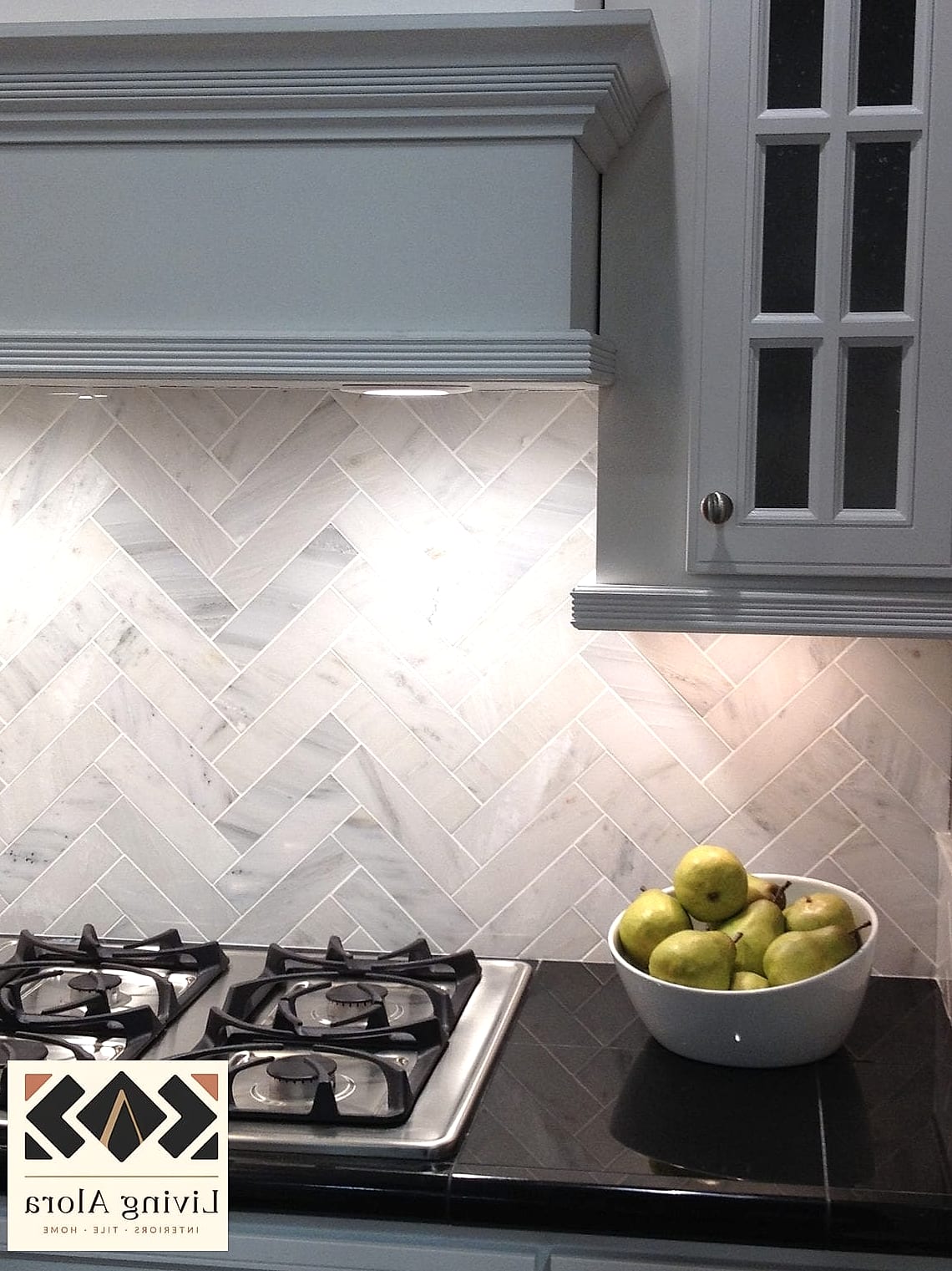 Herringbone Marble Backsplash