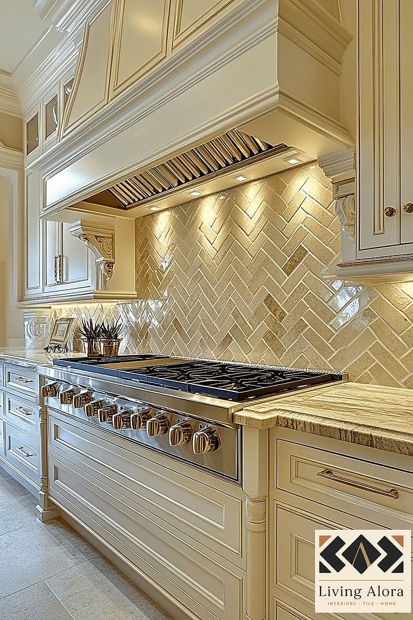 Herringbone Marble Mosaic
