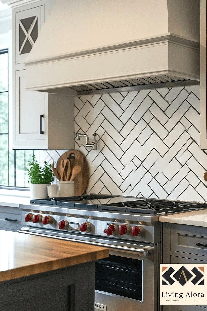 10 Modern Backsplash Ideas Worth Stealing From Interior Designers 4 Herringbone Pattern in Classic Subway Tile