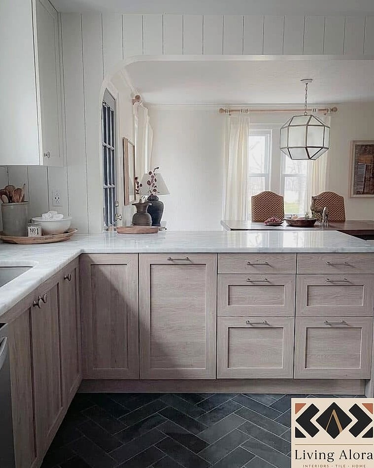 17 Inexpensive Kitchen Ideas Trending on Pinterest This Year 8 Herringbone Pattern Backsplash