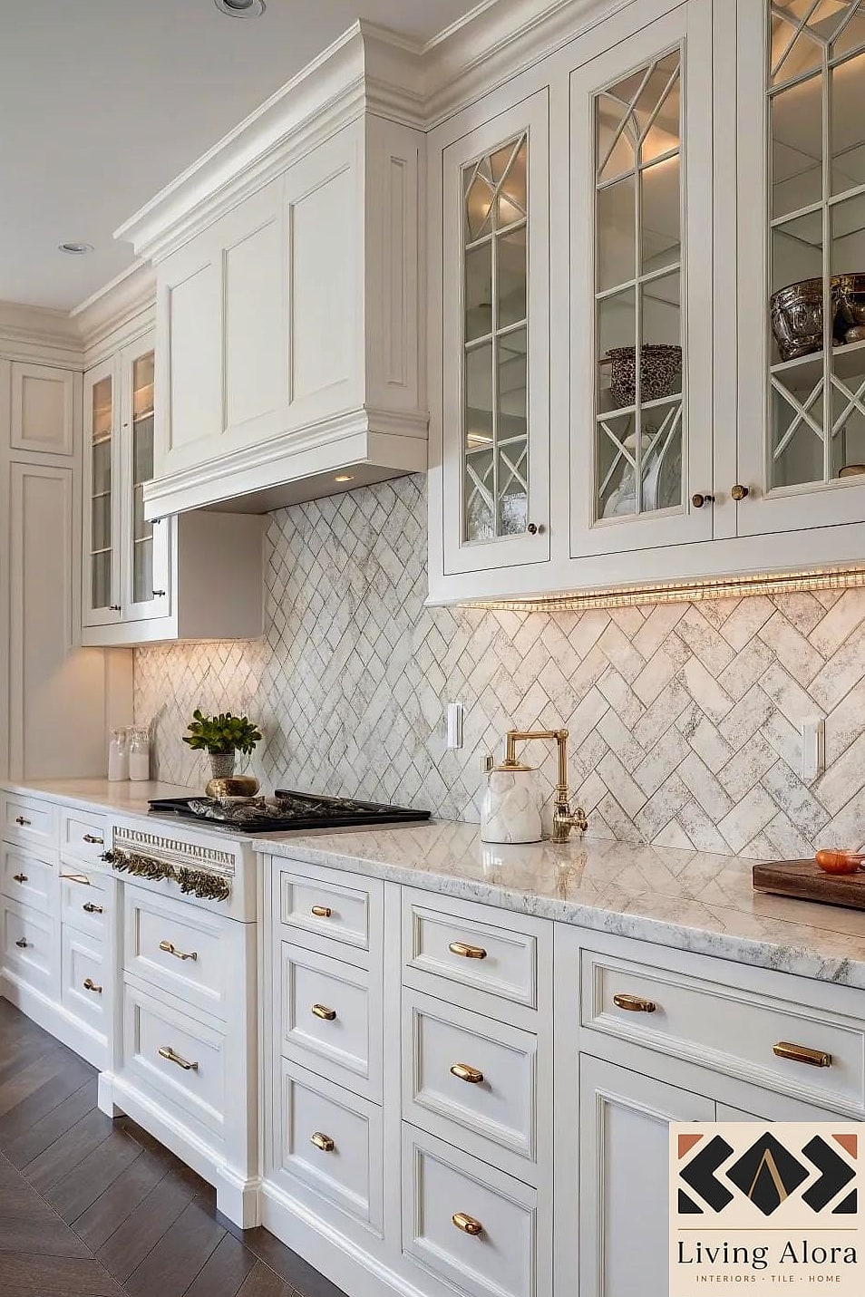 23 Backsplash Ideas for White Cabinets Ideas That Will Transform Your Space 5 Herringbone Pattern Backsplash