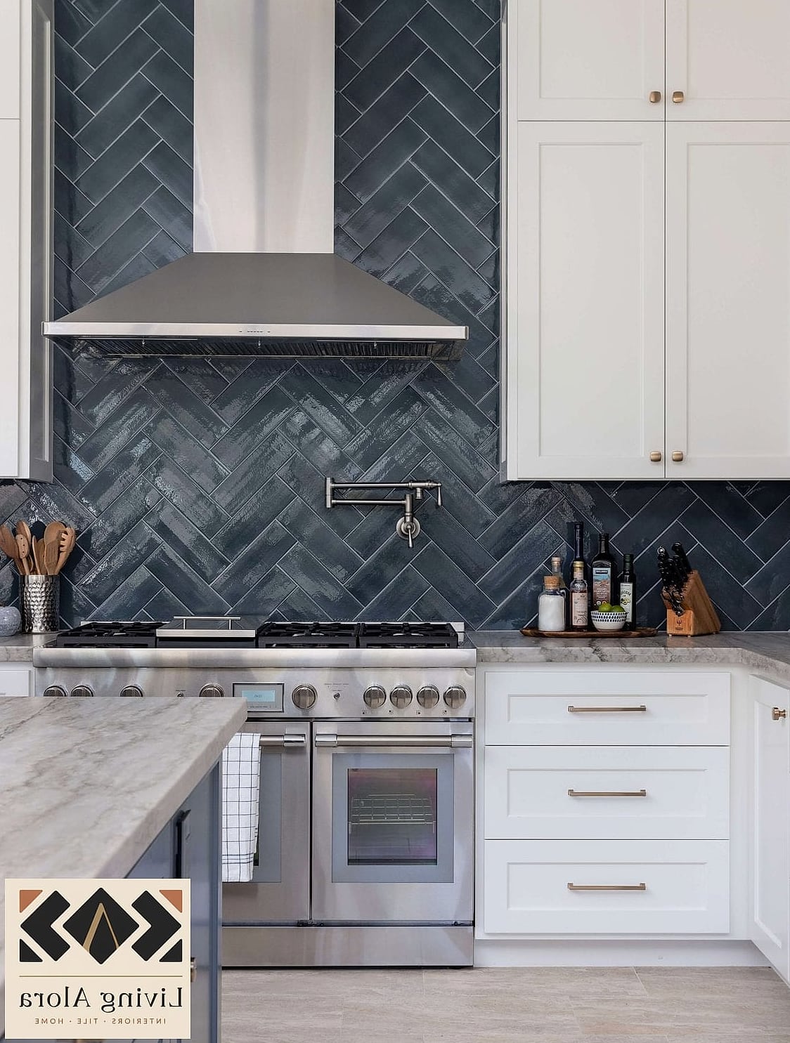 Herringbone Pattern with Subway Tile