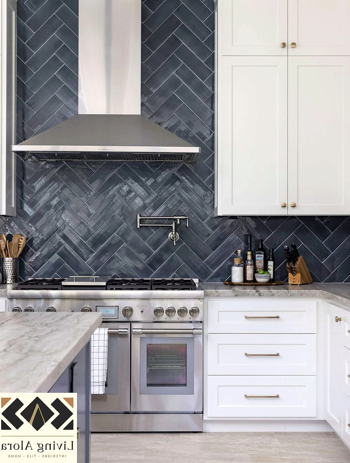 Herringbone Pattern Backsplash
