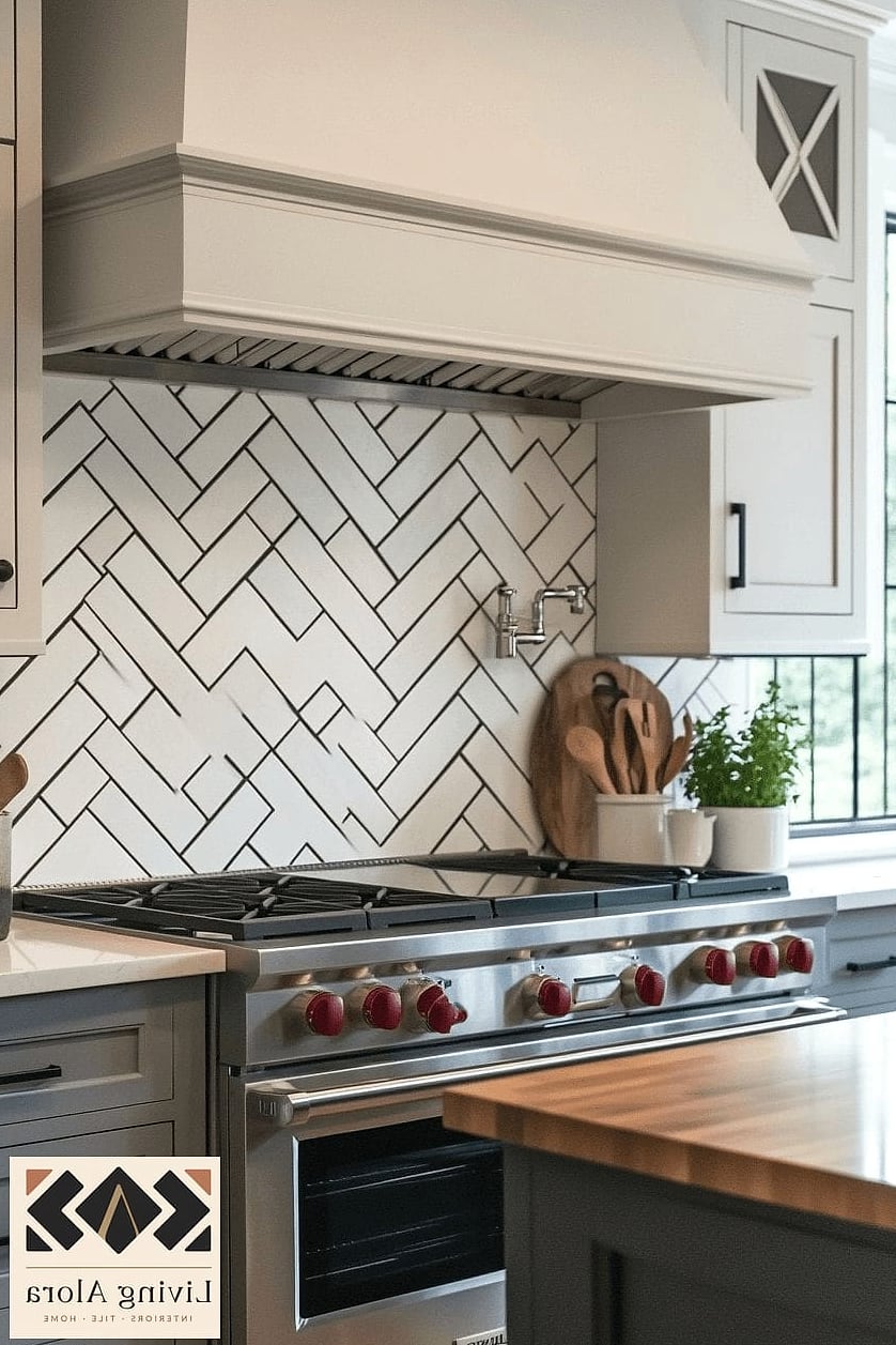 20 Modern Backsplash Ideas That Maximize Style and Function 4 Herringbone Pattern Backsplash