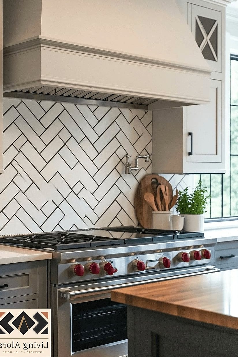12 Best Backsplash Ideas We Can't Stop Pinning 4 Herringbone Pattern for Visual Movement