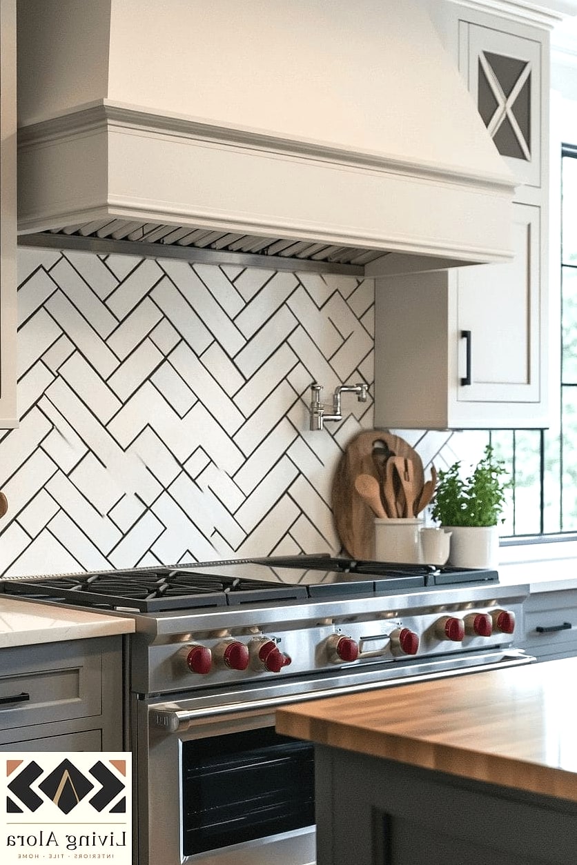 21 How to Choose Backsplash Ideas Worth Bookmarking Before You Renovate 7 Herringbone Pattern for Movement