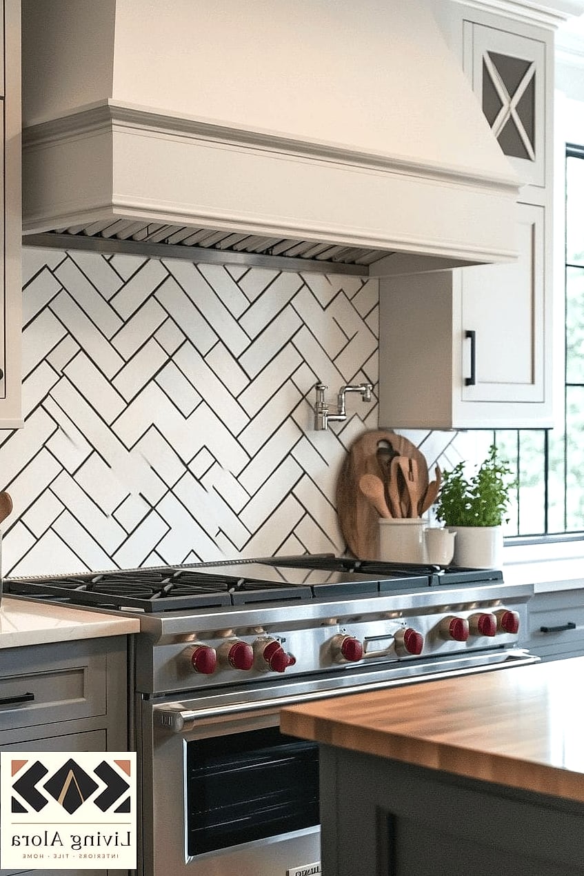 16 Contemporary Backsplash Ideas We Can't Stop Pinning 7 Herringbone Pattern in Porcelain