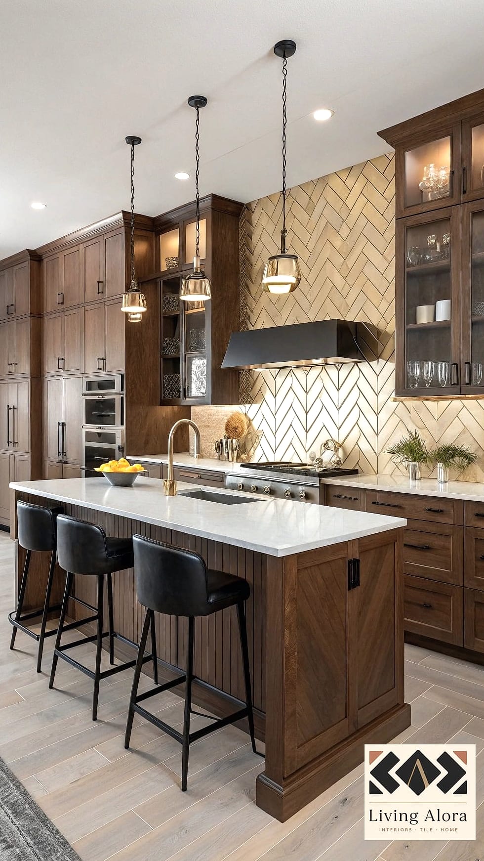 19 Gold Backsplash Ideas That Will Transform Your Space 4 Herringbone Pattern in Gold Glass Tile