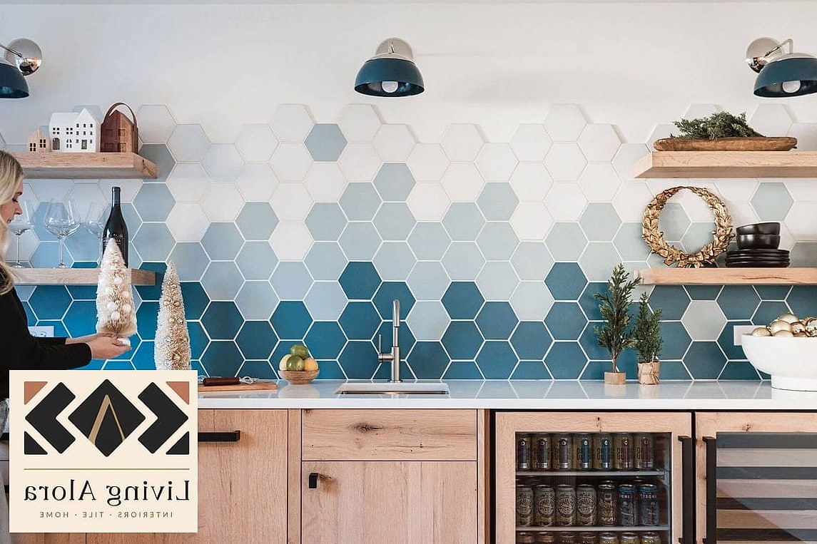 Hexagon Tile Bar Backsplash